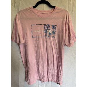 Hurley Pink Palm Tree Size Large Short Sleeve